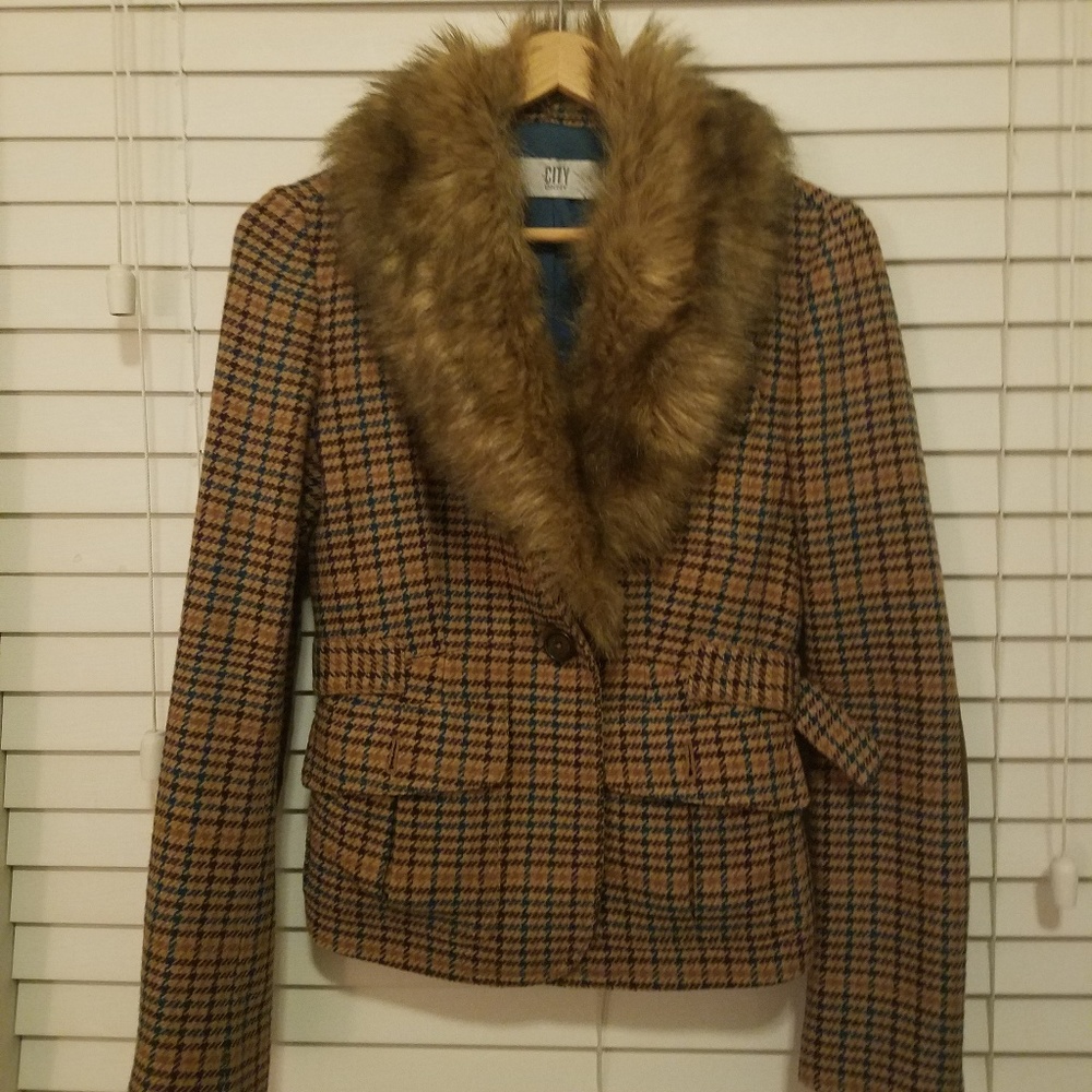 DKNY jacket with faux fur